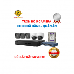 TRỌN BỘ CAMERA HIKVISION 2MP CHO NHÀ HÀNG - QUÁN ĂN (GÓI SILVER 05)